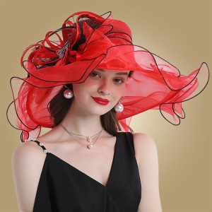 Elegant Organza Church Hats for Women with Wide Brim